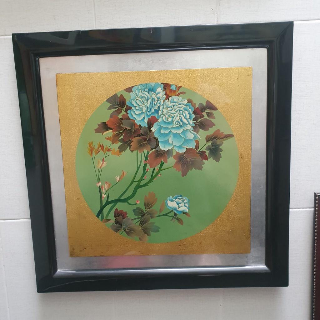 Tranh sơn mài hoa mẫu đơn cao cấp 80x80 cm có khung sơn mài đẹp 57x57 cm