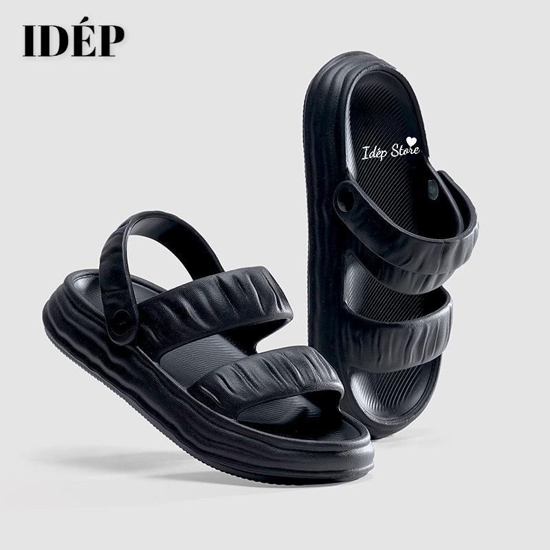 Giày sandal bánh mì nhúm 2 quai ngang chất EVA đế dày 2022 siêu nhẹ đi mưa iDÉP GL065 - Xanh lá (Xịn)