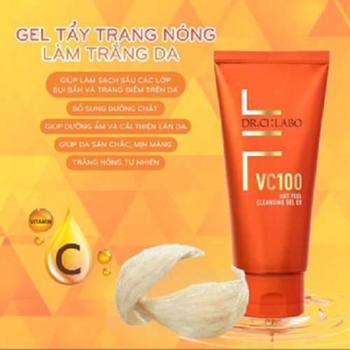 Gel Tẩy Trang Nóng Dr.Ci:Labo VC 100 Hot Peel Cleasing Tẩy Sạch Lớp Trang Điểm Dưỡng Da Trắng Mịn (Tuýp 150g)