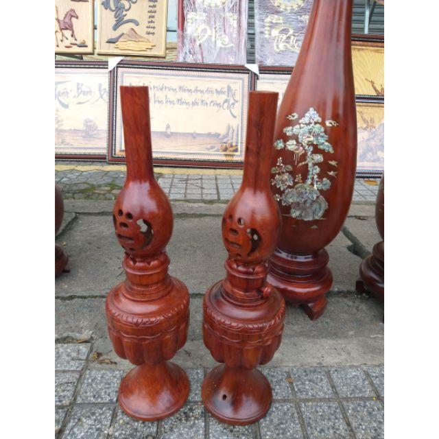 Cặp đèn gỗ hương cao 50cm