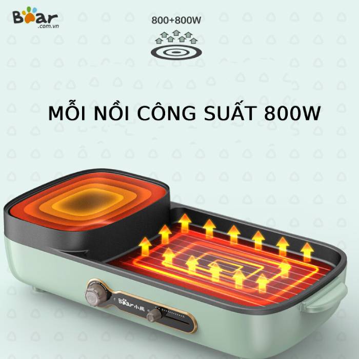 Bếp lẩu nướng đa năng Bear DKL-C15G1 - Tiện lợi, tiết kiệm thời gian - Hàng chính hãng