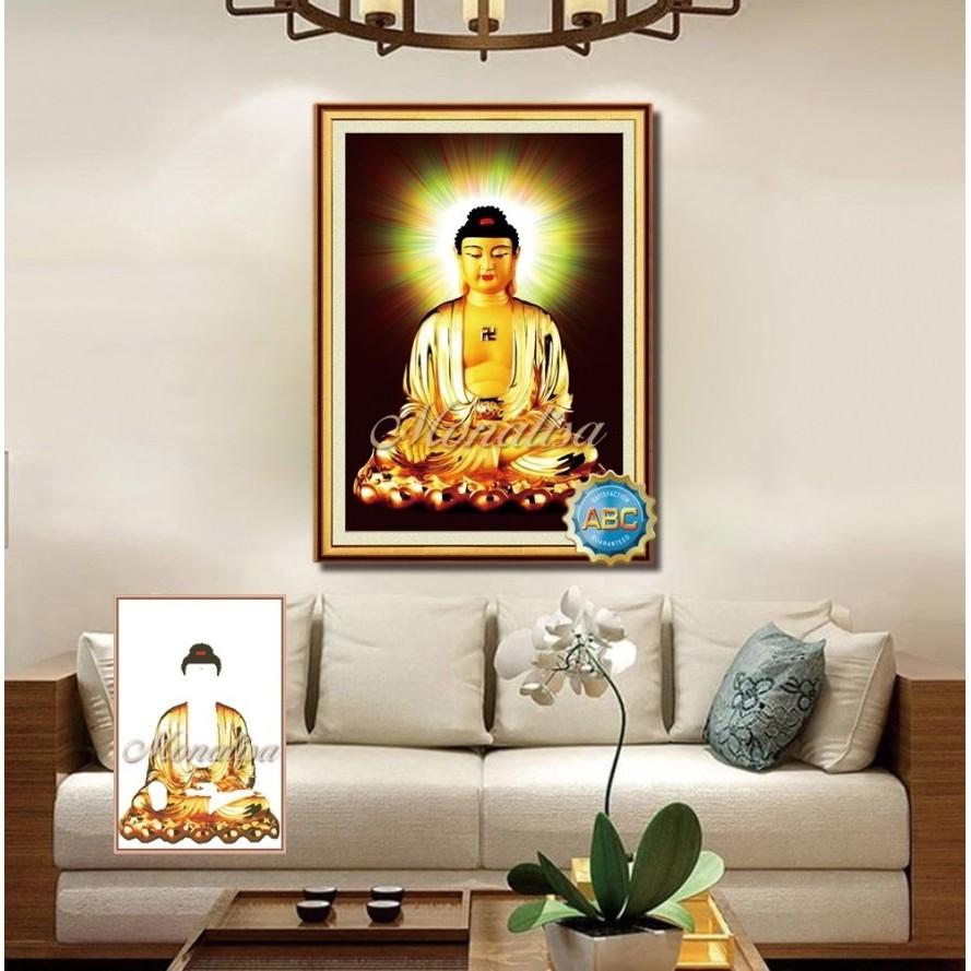 Tranh Đính Đá PHẬT A DI ĐÀ . Kích Thước: 65cm x 47cm - 1m1 x 80cm