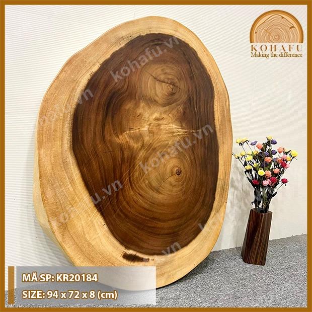 Mặt Bàn Oval Gỗ Nguyên Tấm - VÂN GỖ TRÒN CỰC ĐẸP KR20184