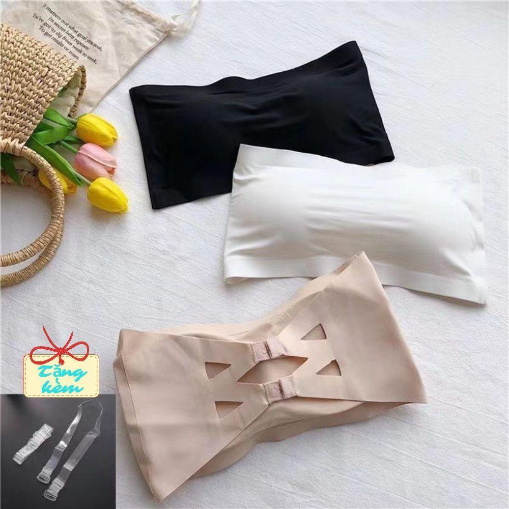 Áa bra quây, cài sau có đệm ngực, chất vải su lụa băng siêu mát, không dây, mềm mại, quyến rũ cho nữ Áo Women Đen - Da