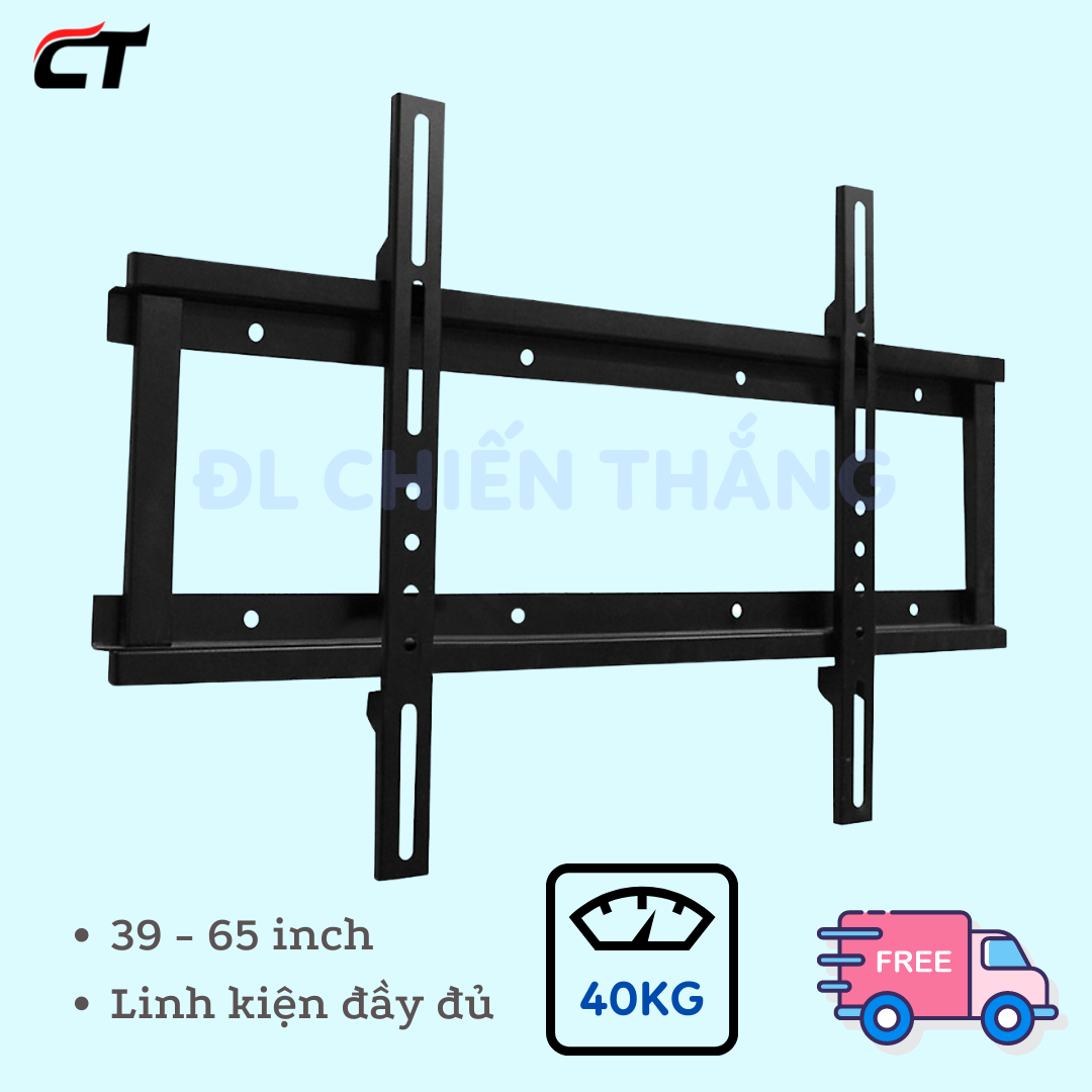 Khung treo tivi - Kệ tivi treo tường - Giá treo tivi áp tường cao cấp C65T 39 - 65 inch (Đen )