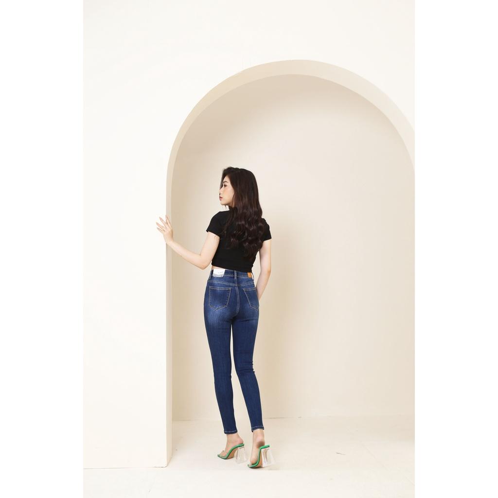 Quần Jean Nữ Skinny Cạp Cao Basic CT Jeans Vải Co Dãn 4 Chiều Cao Cấp