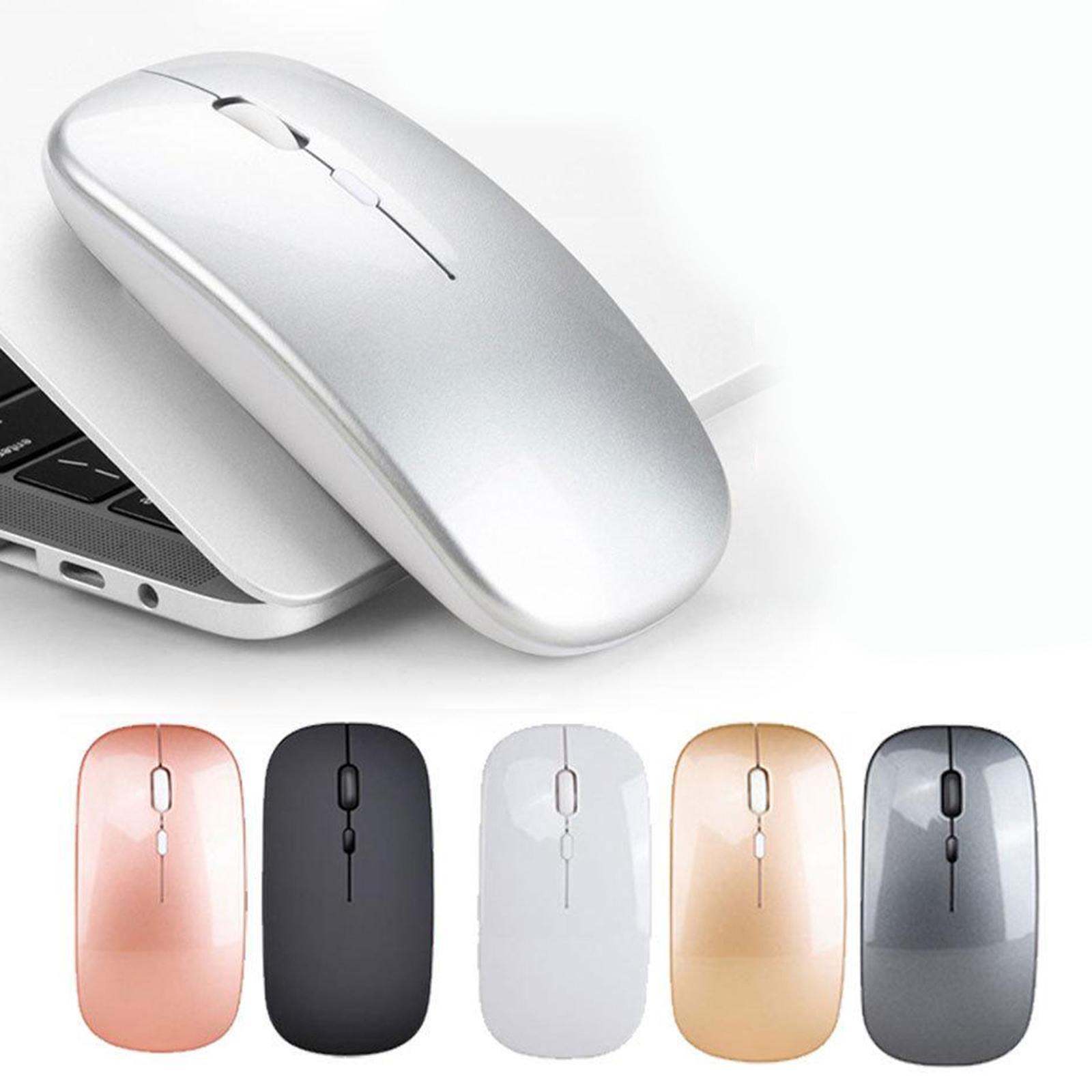 Silent LED Wireless Mouse Rechargeable Optical Office Laptop White