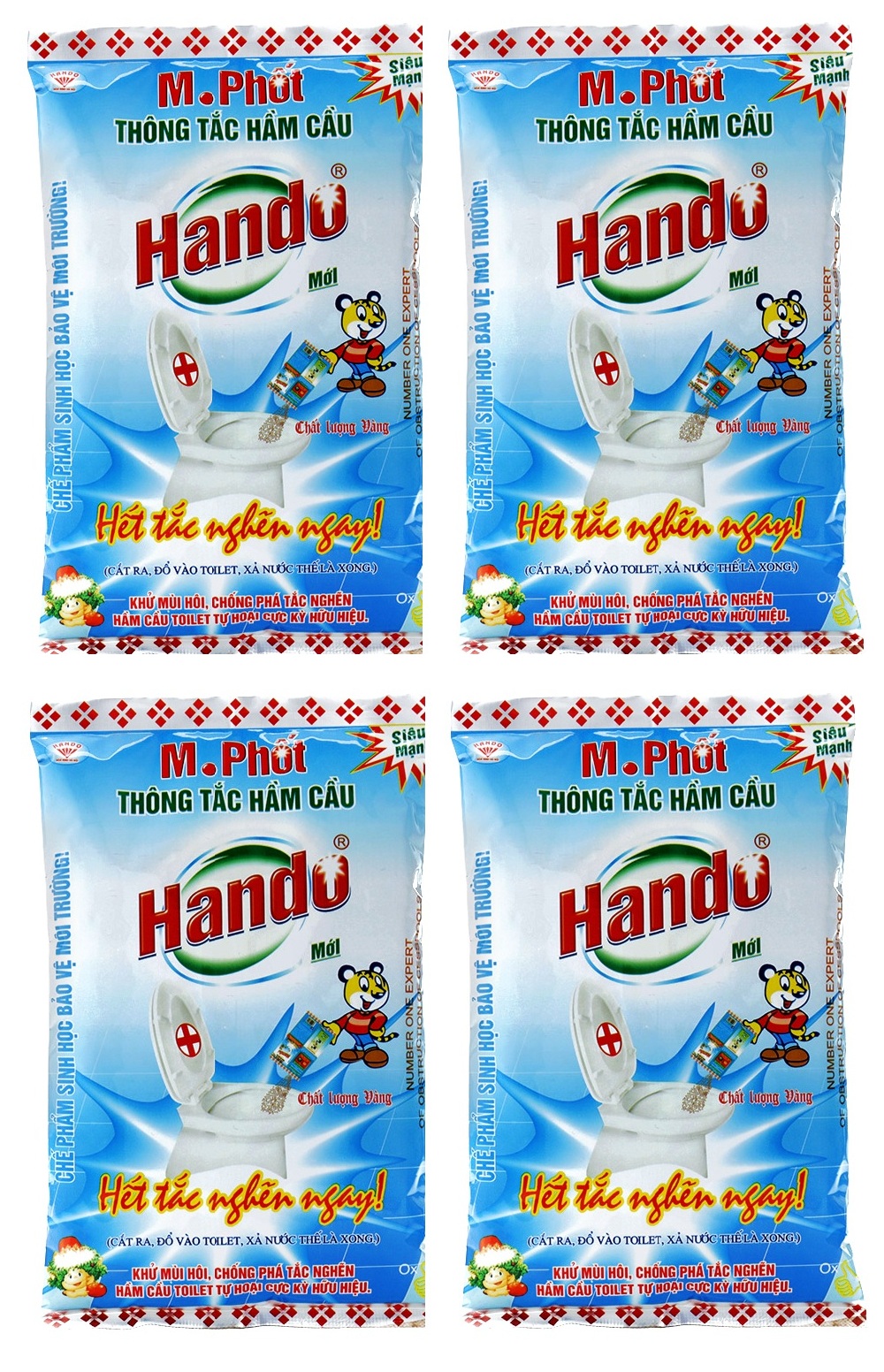 Combo 4 gói bột thông tắc bồn cầu bể phốt Hando 300Gr [Chỉ dùng cho hầm cầu bể phốt không dùng cho đường ống]