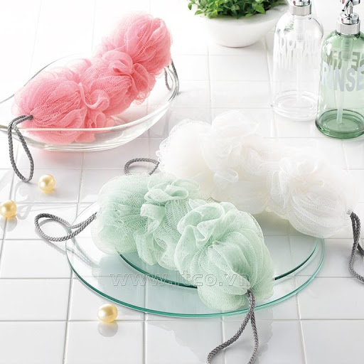 Bông tắm tạo bọt dáng dài 30cm có tay cầm nội địa Nhật Bản