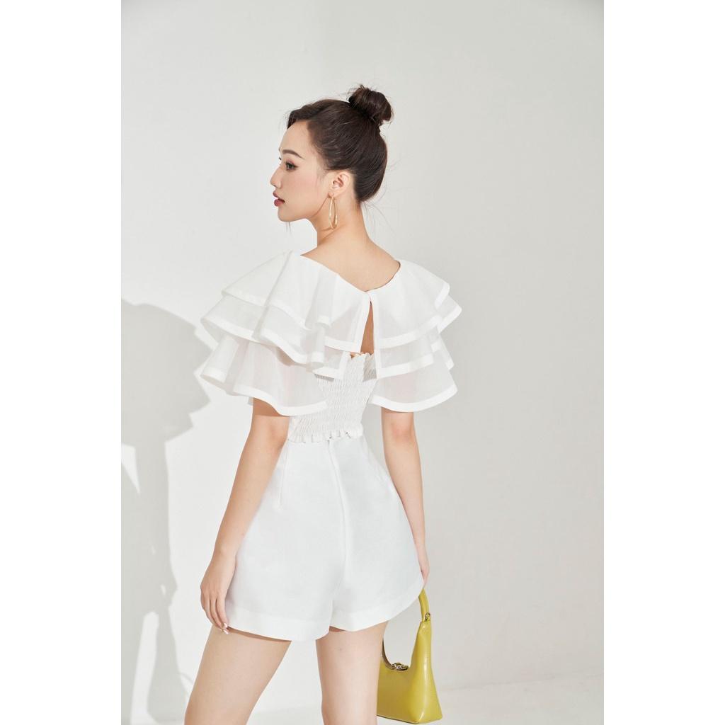 MOLLYNISTA - Áo Oria organza 2 tầng bèo quyến rũ nữ tính thiết kế cao cấp đi chơi đi tiệc gợi cảm