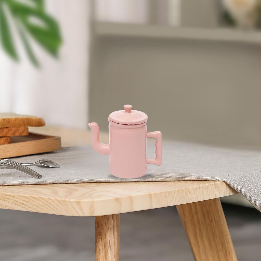 1/12 Doll House Miniature Alloy Kettle Pot Baby Doll Kitchen Bedroom Accs