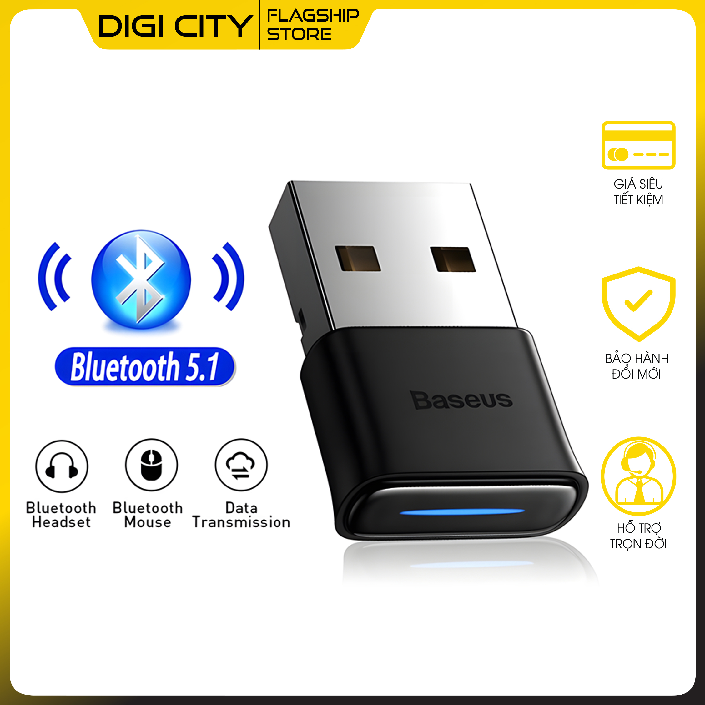Bộ phát USB Bluetooth Baseus Bộ chuyển đổi Bluetooth 5.0 không dây cho PC Bluetooth 4.0 Bộ phát âm thanh Dongle cho Win 11/10/8 / XP / Vista / XBOX ONE S Tay cầm-Hàng Chính Hãng