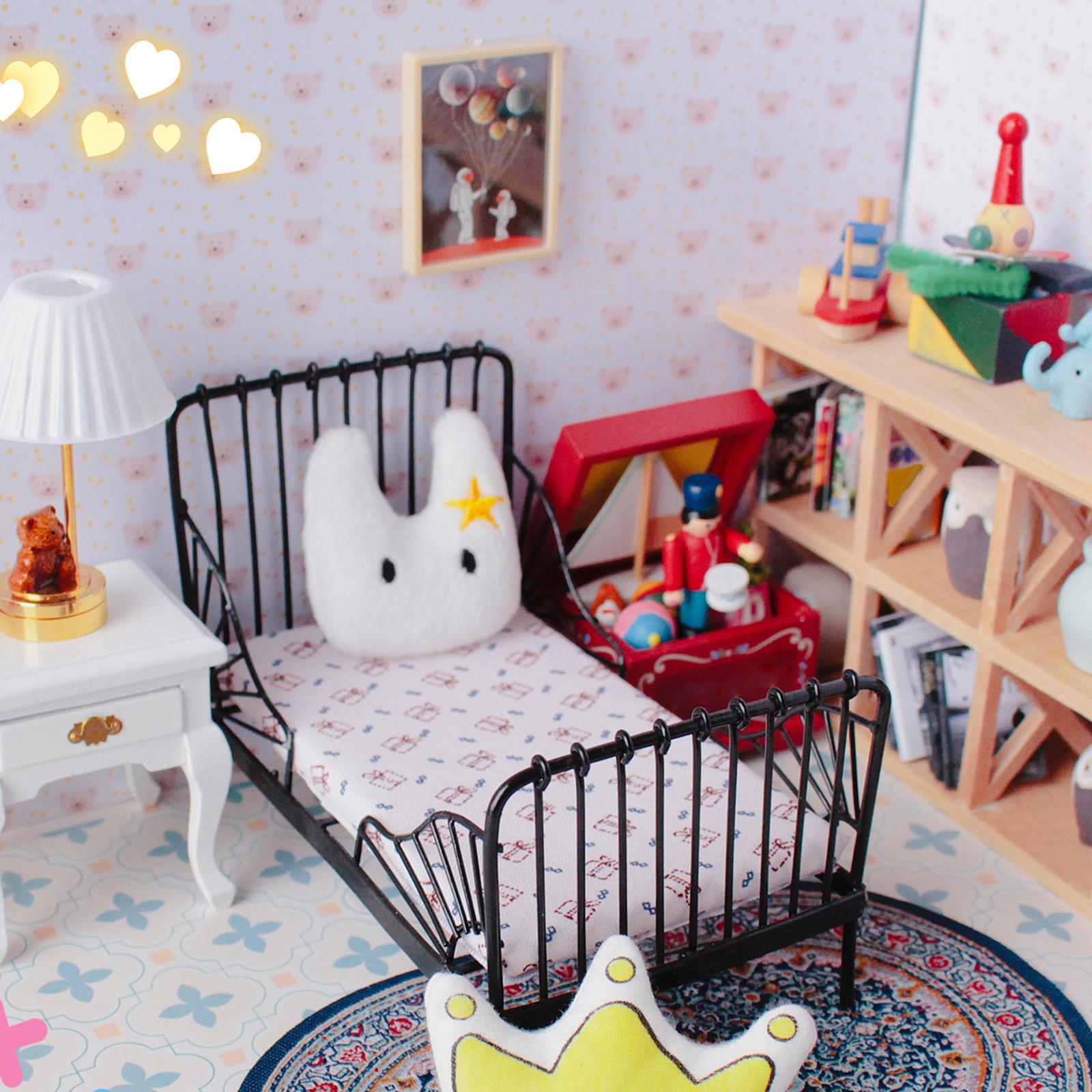 1/12 Mini Dollhouse Furniture Bed Simulation for Children Room Decor