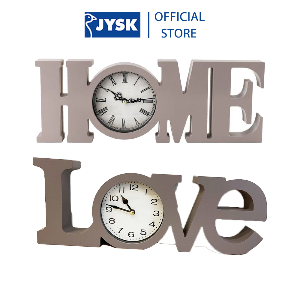 Đồng hồ để bàn kim trôi | JYSK Joar | nhựa hình chữ Home/Love màu xám |  R39xS4xC15cm