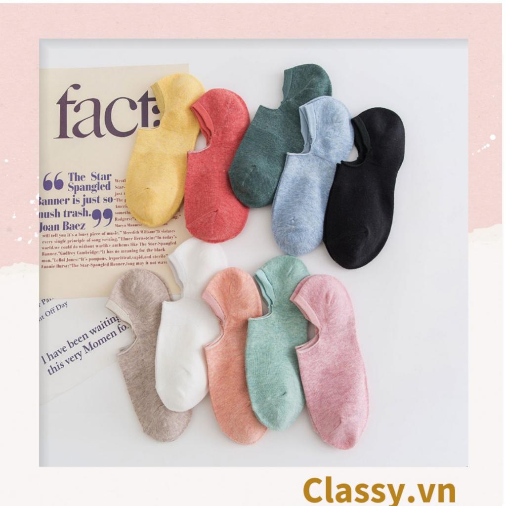 Tất cổ ngắn Classy, vớ cổ ngắn cotton trơn nhiều màu pastel G1427