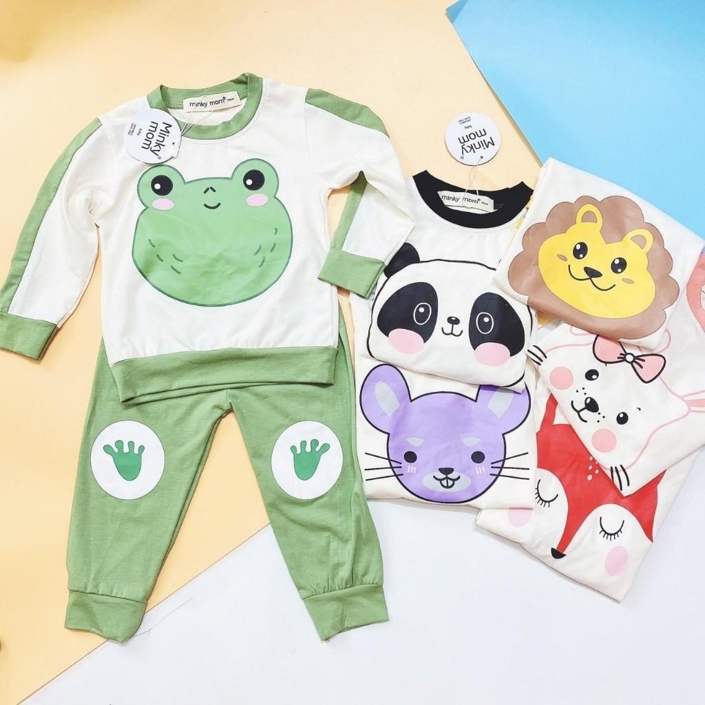 Bộ Cotton Dài Tay Cho Bé Bộ Thu Đông Dài Tay Minky Mom Cho Bé Trai Bé Gái Với Các Hình Thú Siêu Kute