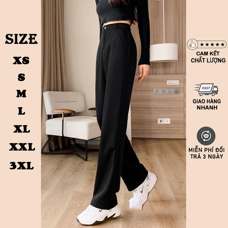 Quần ống rộng suông nữ lưng cao dáng dài culottes có khóa trước cạp co giãn