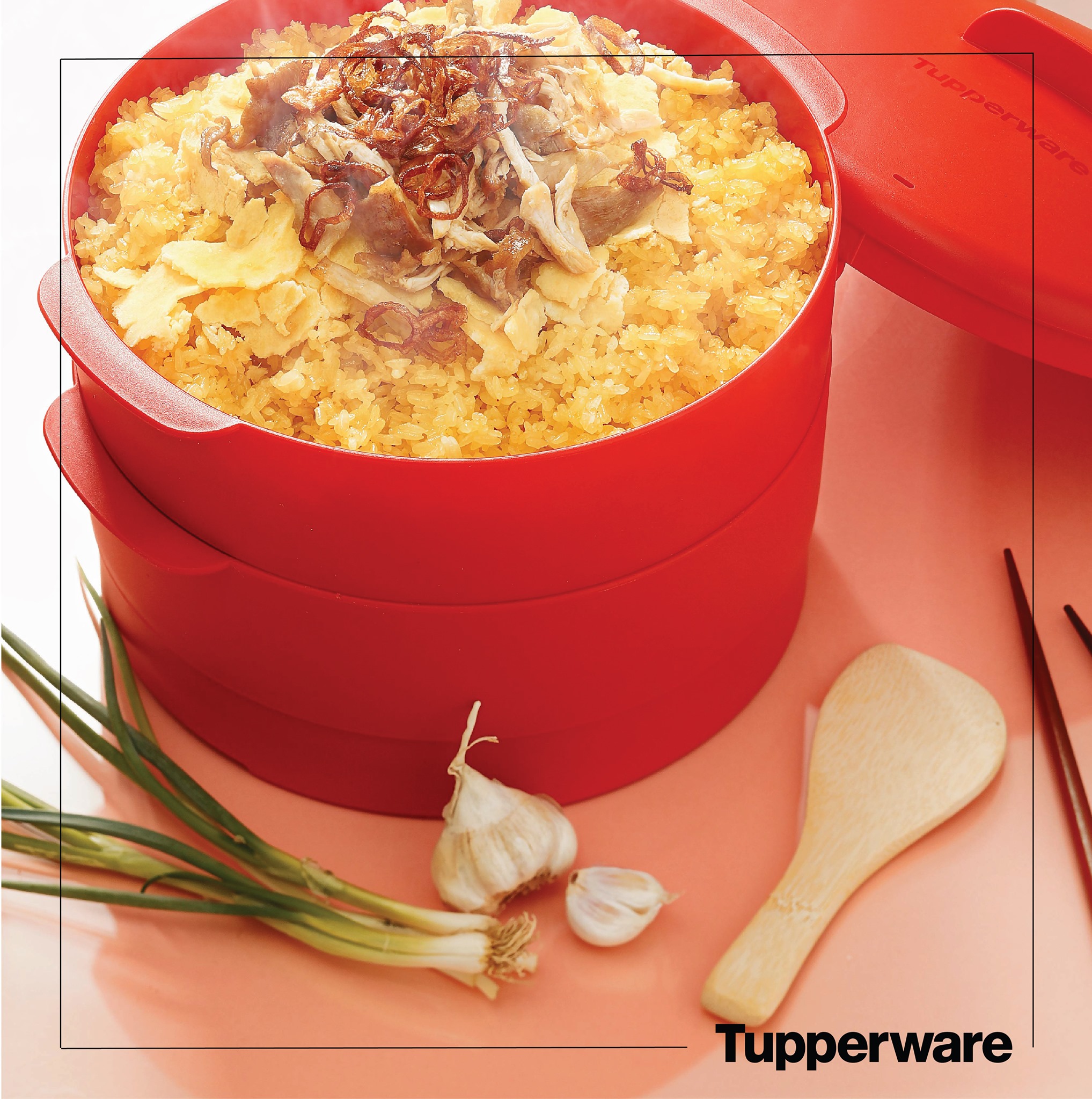 Xửng Hấp 2 Tầng Steam It Tupperware - Đỏ