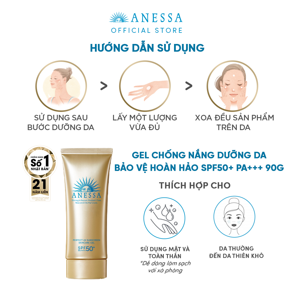 Bộ sản phẩm Kem chống nắng dưỡng da bảo vệ hoàn hảo (Anessa Gold Milk 60ml x2 + Gold Gel 90g)