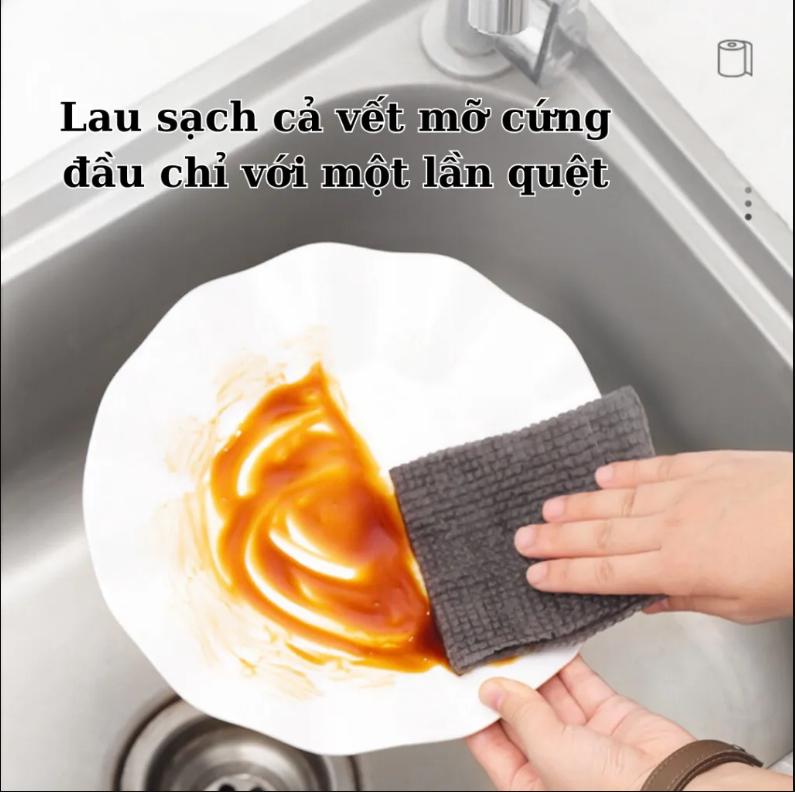 Cuộn Khăn Lau Bếp Đa Năng Màu Đen 25 Tờ / Cuộn Tái Sử Dụng Nhiều Lần Chất Vải Dày Dai Cao Cấp Thấm Hút Tốt Lau Sạch Cả Vết Dầu Mỡ Cứng Đầu- Hàng chính hãng