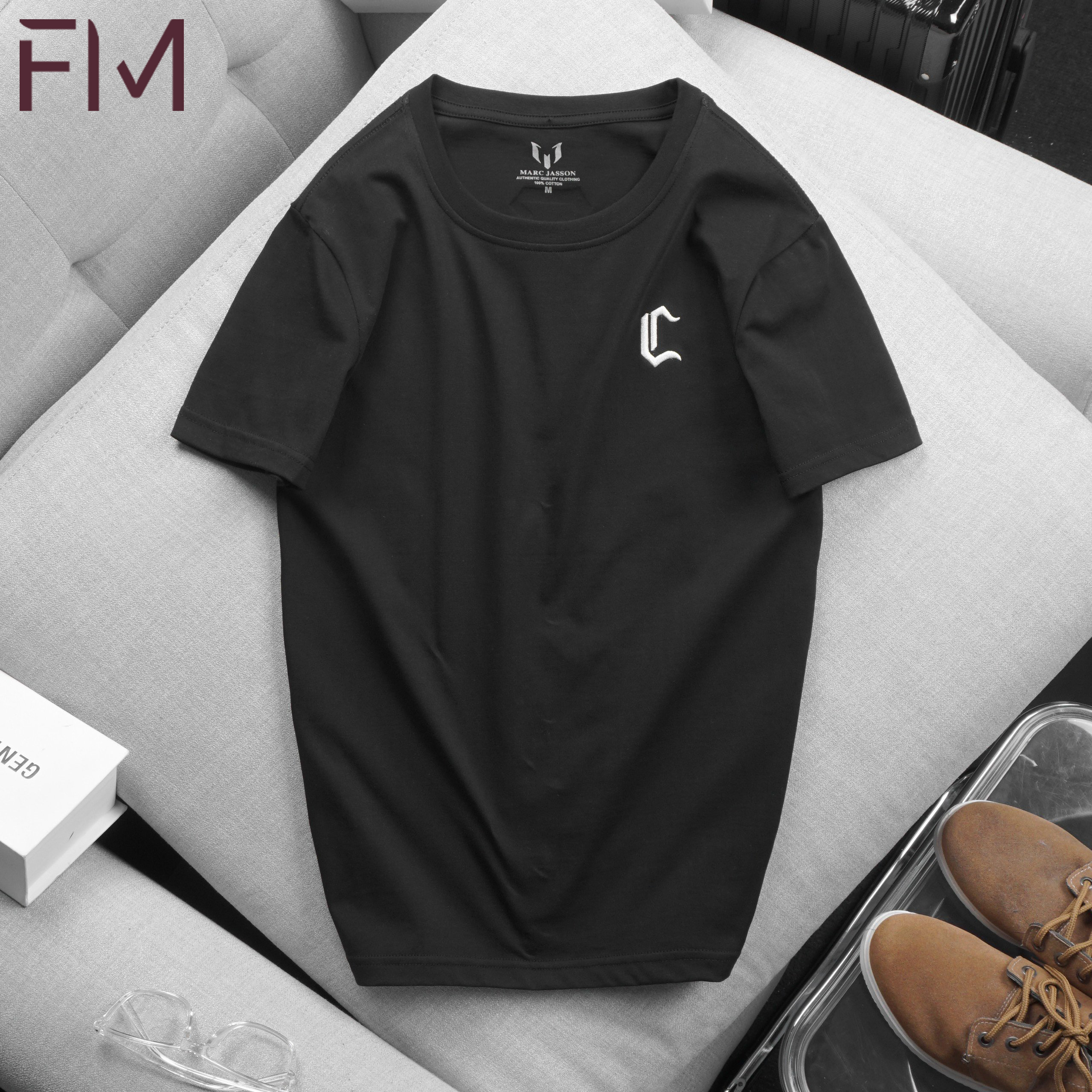 Áo thun cổ tròn ngắn tay JASSON, chất cotton 100% thiết kế họa tiết thêu logo - FORMEN SHOP - FMPS199