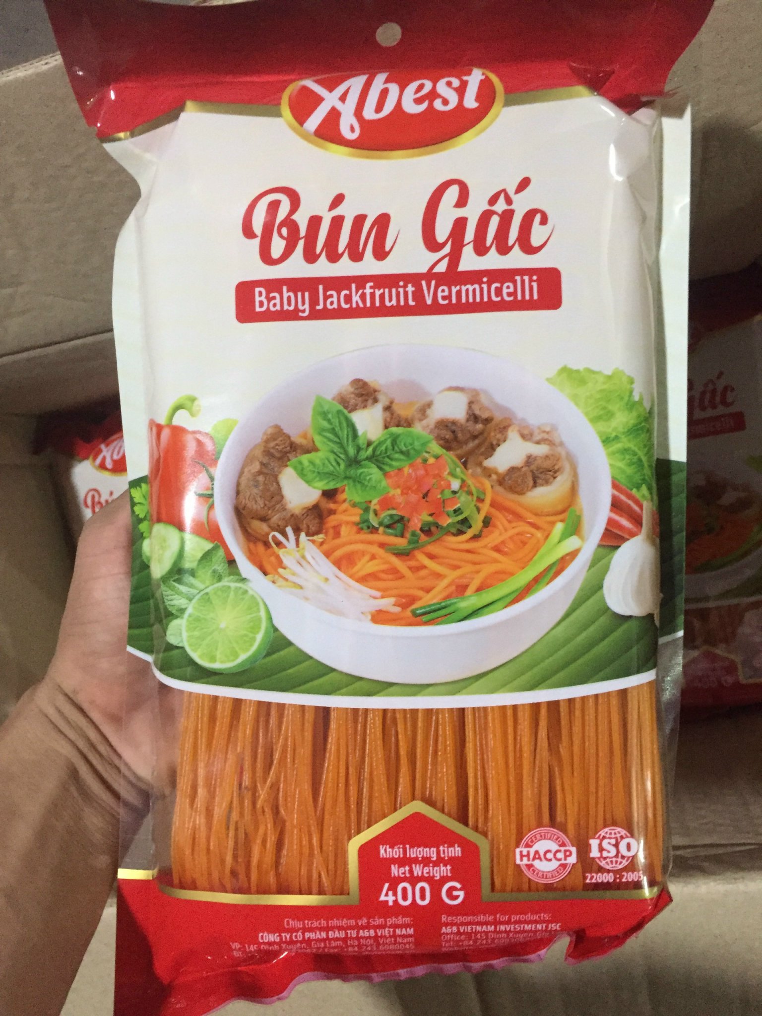 Bún gấc ABEST / Khối lượng 400G / Bún khô hữu cơ /Làm từ gấc nếp  cao bằng