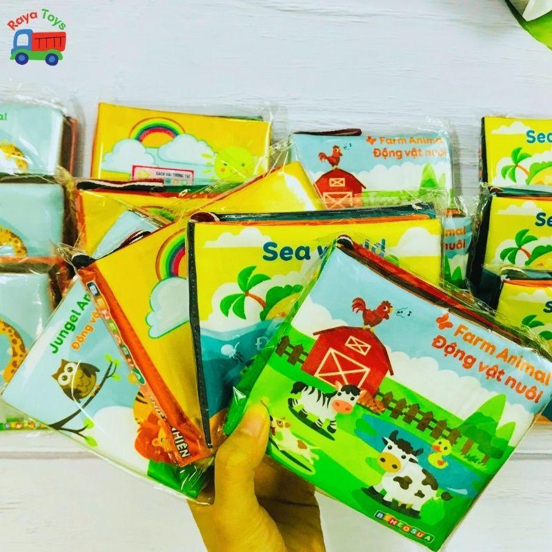 Sách vải cho bé sơ sinh 1 tuổi song ngữ bằng vải khử trùng an toàn giúp bé thông minh sáng tạo kích thích thị giác