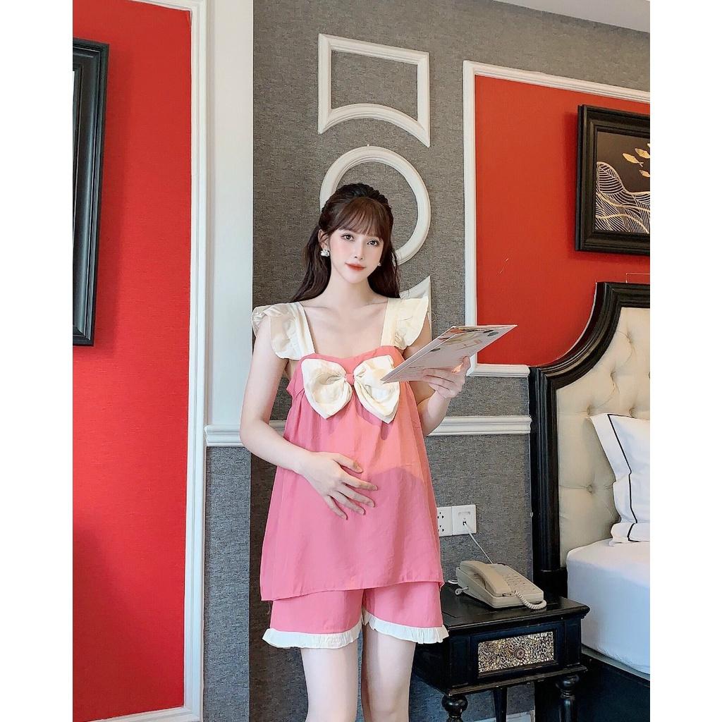 Bộ đồ bầu ngắn tay thời trang thiết kế mặc mùa hè mềm mát M77 - bauxinh