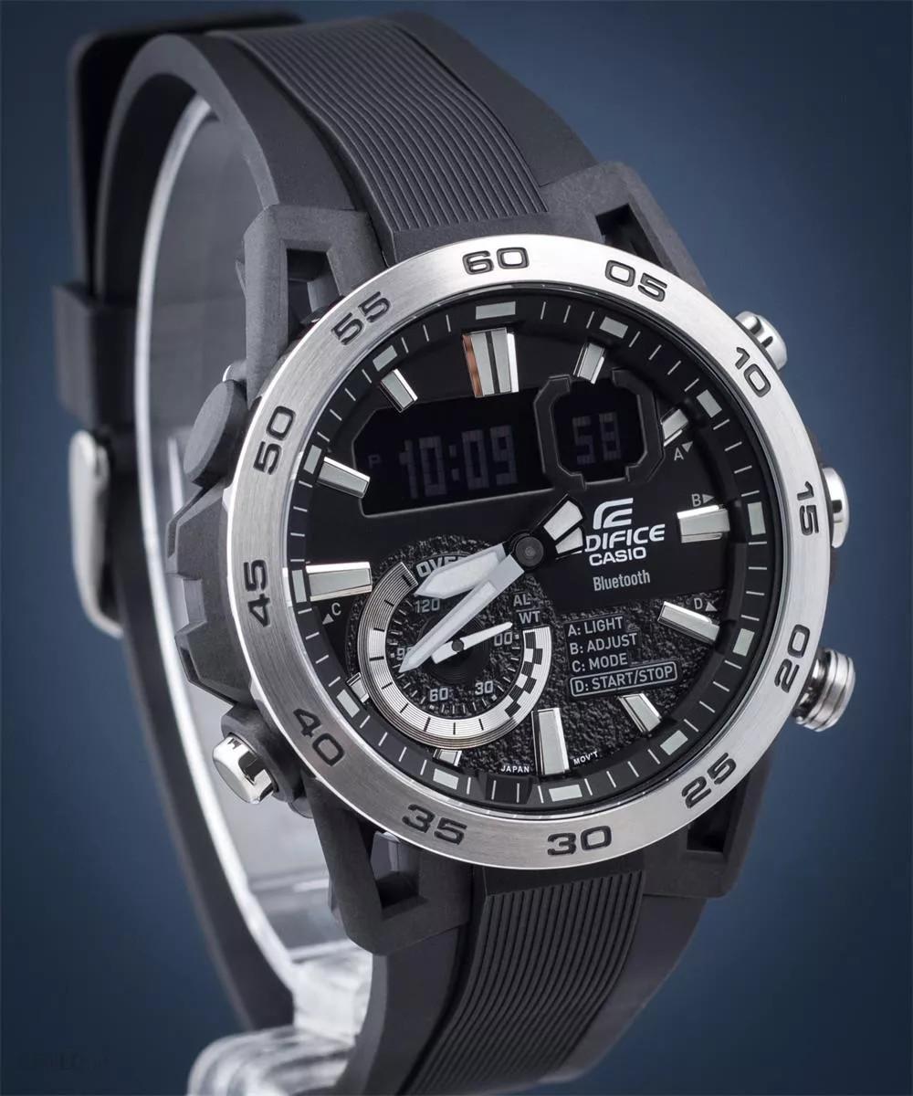 Đồng Hồ Nam Dây Nhựa Casio Edifice ECB-40P-1A Chính Hãng Bluetooth | Khung máy Carbon | ECB-40P-1ADF