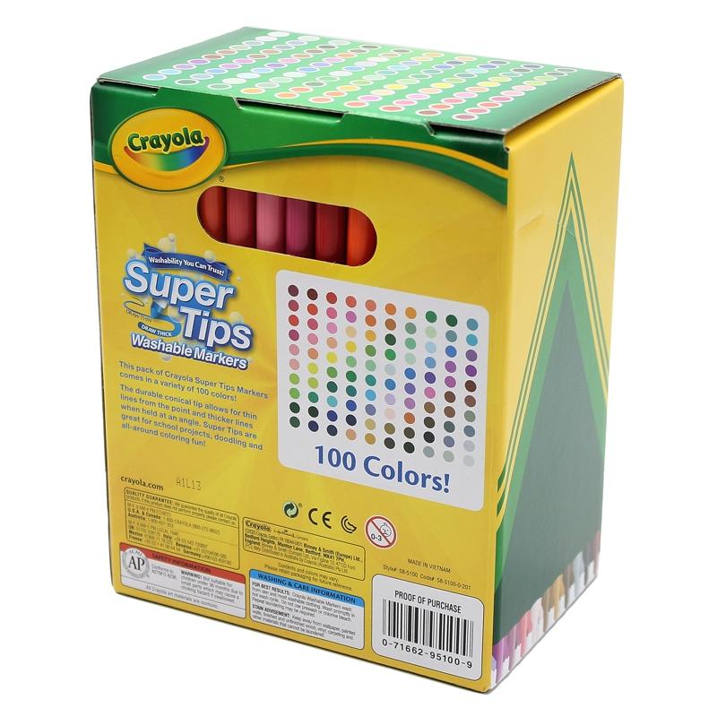 Hộp 100 Bút Lông Màu Super Tips Washable Markers - Crayola 585100