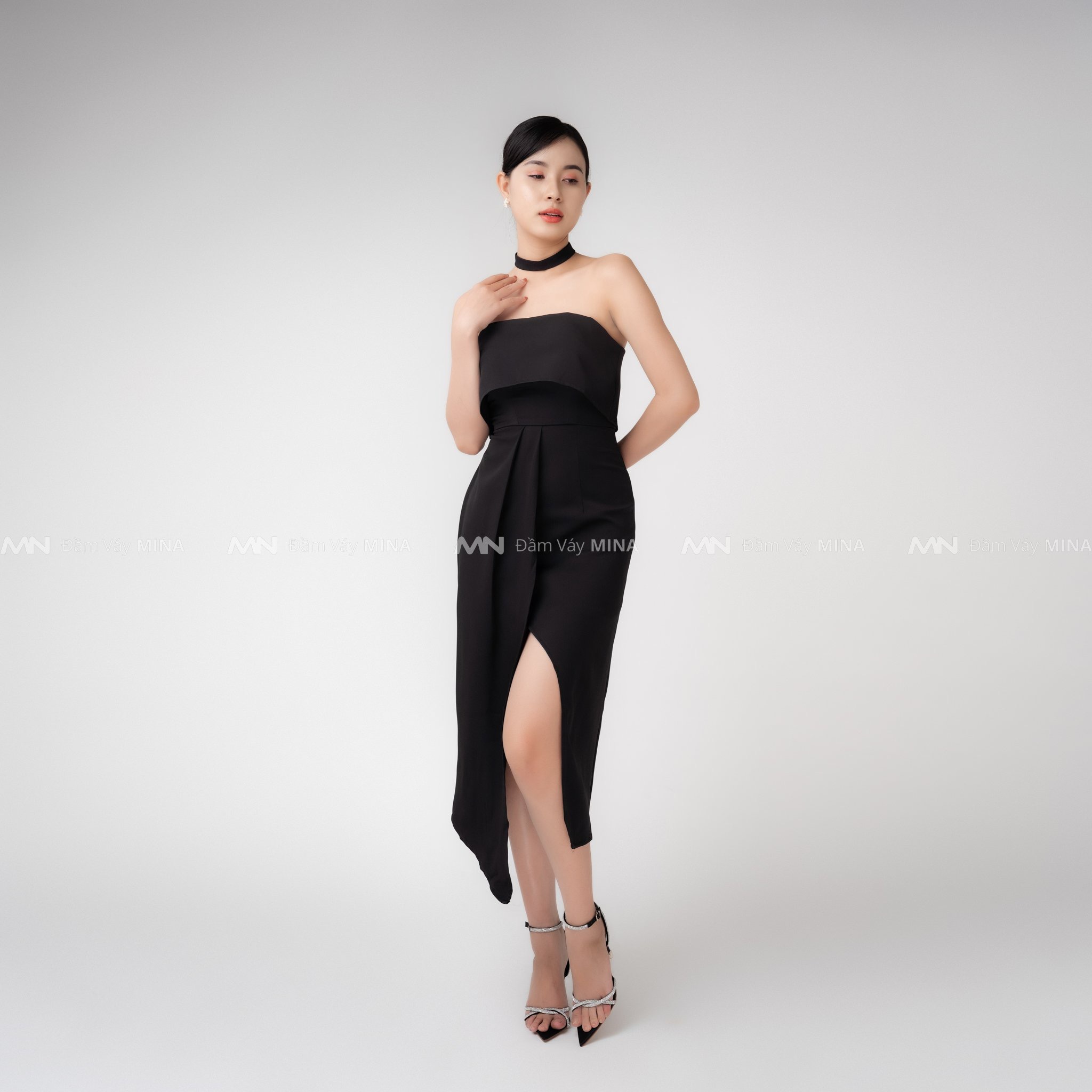Đầm dự tiệc thiết kế cúp ngực xẻ đùi sang trọng chất liệu tuyết mưa cao cấp phù hợp đi chơi, dạ hội MN175