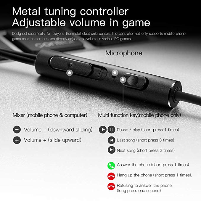 Tai nghe Gaming nhét tai Plextone G15 dài 1.2m, tai nghe chơi game Pubg Mobile có Microphone HD Voice, hai đầu từ tính tặng kèm dây chuyển đổi sang PC, máy tính để bàn. - Hàng Chính Hãng.