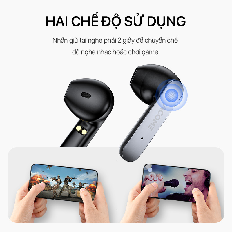 Tai Nghe TWS Bluetooth Khồng Dây ACOME Airdots T3 Kiểu Dáng Gaming - Hàng chính hãng