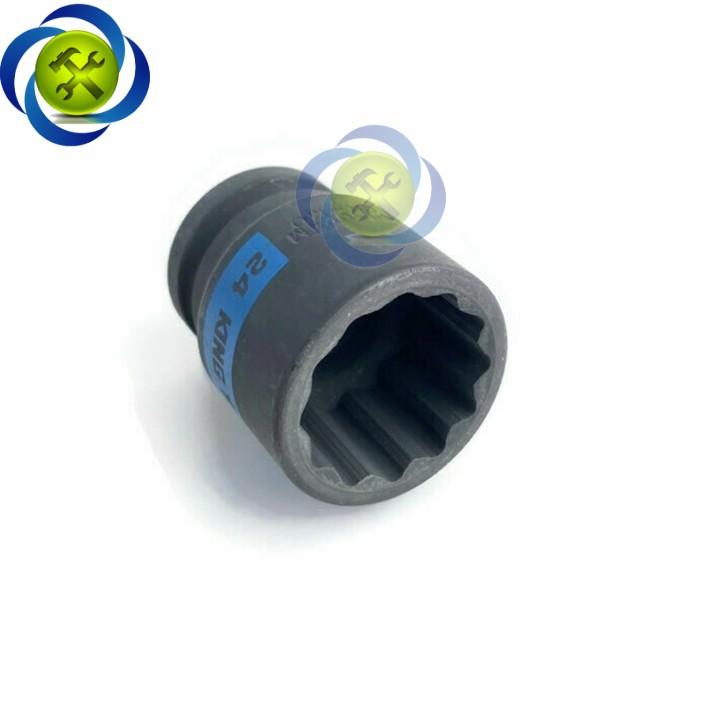 Tuýp 24mm 1/2 Kingtony 453024M loại ngắn 12 cạnh màu đen