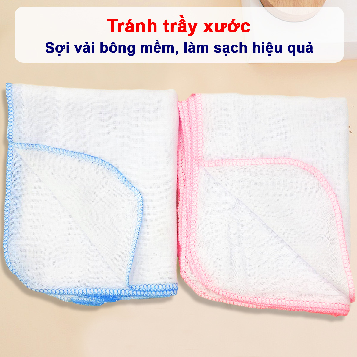 Khăn sữa cho bé Kiba siêu mềm siêu thấm 2 lớp, 3 lớp, 4 lớp kích thước 25x25cm – Set 10 khăn tiện lợi – KH005
