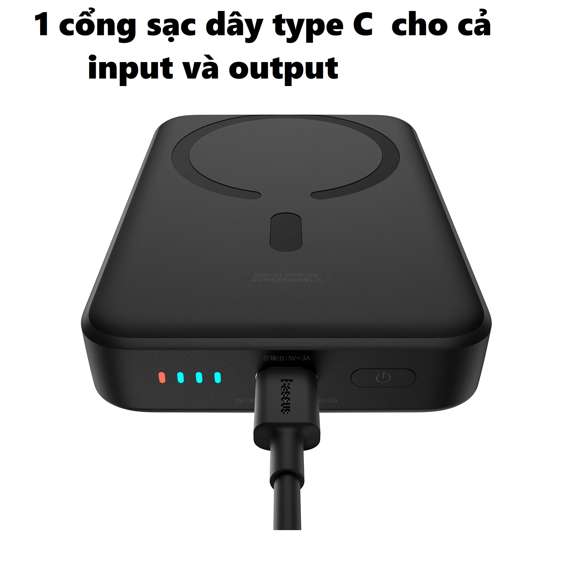 [30W - 10K ] Pin dự phòng mini thích hợp sạc không dây nam châm sạc nhanh PD 30W Baseus PPCXM1030 _ Hàng chính hãng