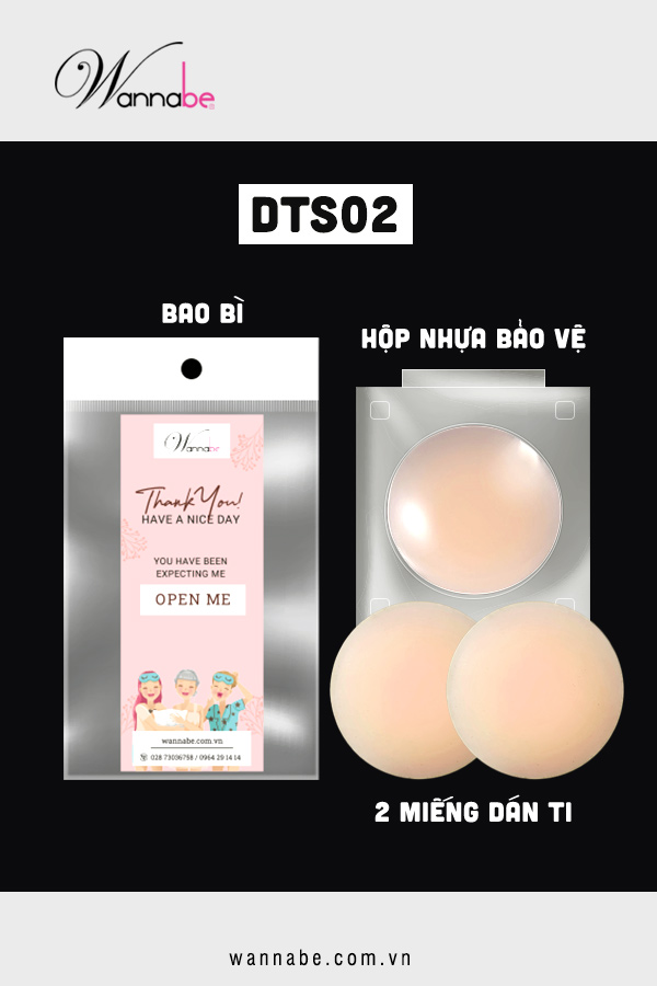 Miếng dán ti WANNABE DTS02 dán ti silicon y tế không keo bám chặt người nhờ nhiệt tự thân, không keo không kích ứng