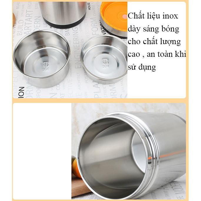 CaMen Hộp Đựng Cơm Giữ Nhiệt Inox 304 1400Ml 3 ngăn Chống Tràn