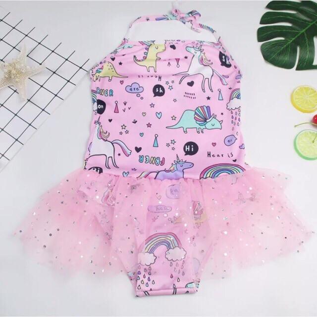 Đồ bơi bé gái phối ren kim tuyến Boi036