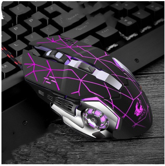 Chuột Game Có Dây FREE WOLF XSmart V5 LED 7 màu cực đẹp chuyên gaming, dây siêu bền, chỉnh được dpi - Hàng Chính Hãng