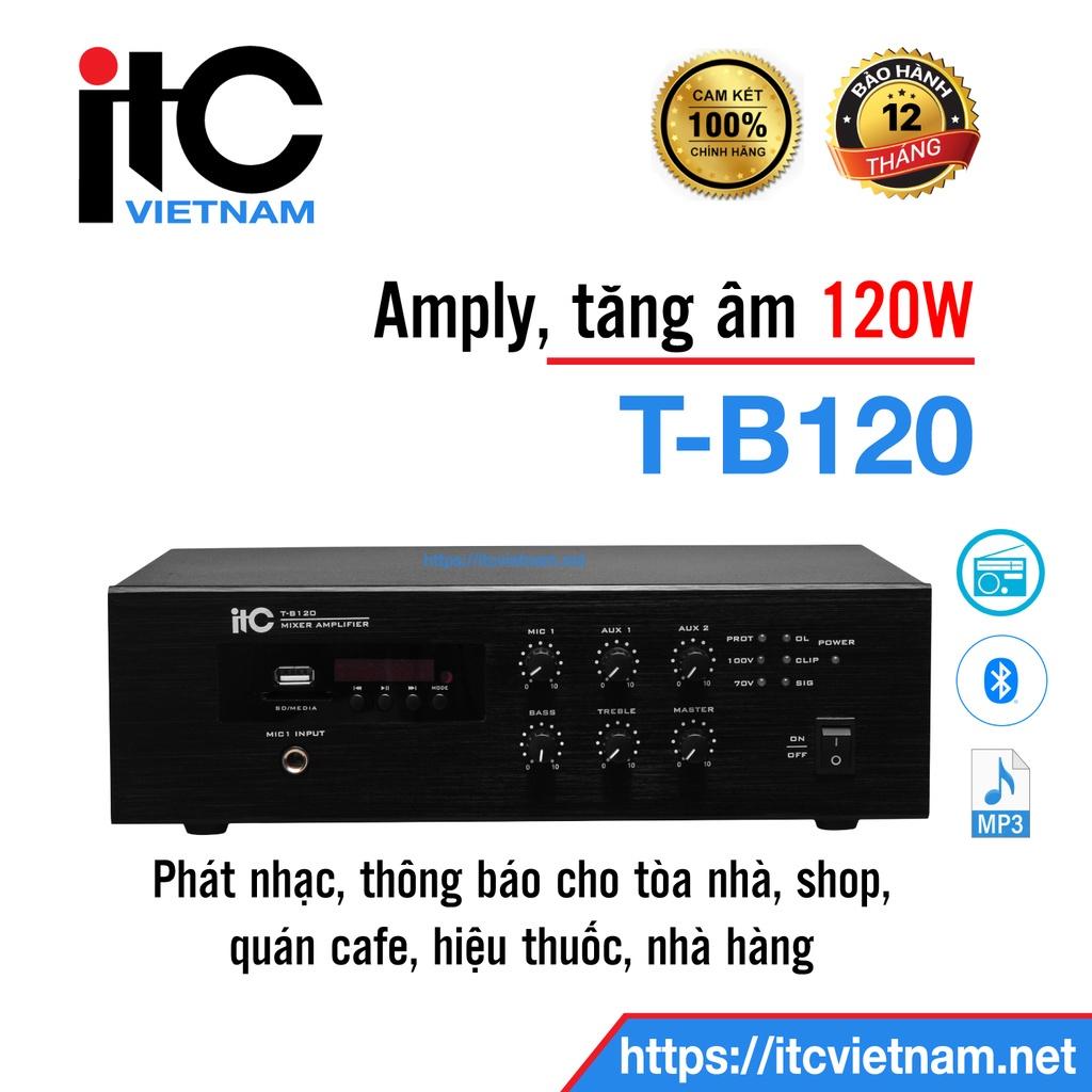 Bộ khuếch đại, amply phát nhạc nền cho quán cafe, shop, nhà hàng công suất 120W - Hỗ trợ MP3,TUNER,Bluetooth: T-B120