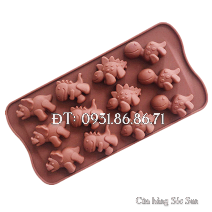 Khuôn silicon 12 con khủng long – Mã số 1566