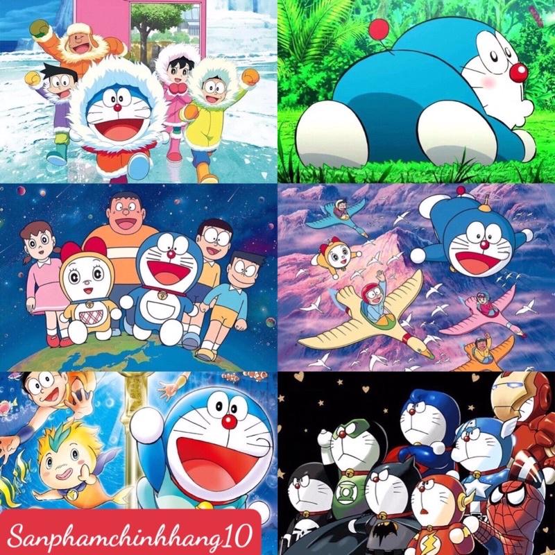 Tranh đính đá tự làm hoạ tiết hoạt hình Doraemon ngộ nghĩnh size 40*30cm