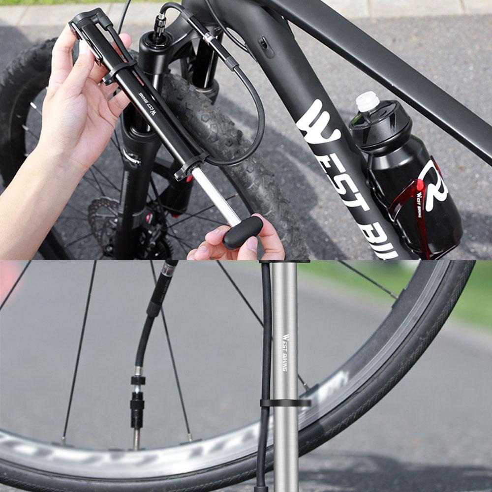 Bơm xe đạp mini WEST BIKING 140psi bơm không khí di động MTB cho xe leo núi, đường trường