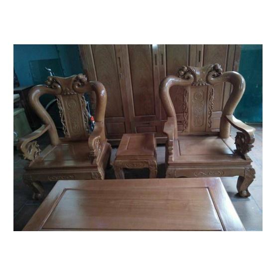 ​Bộ bàn ghế giả cổ trạm đào gỗ sồi nga