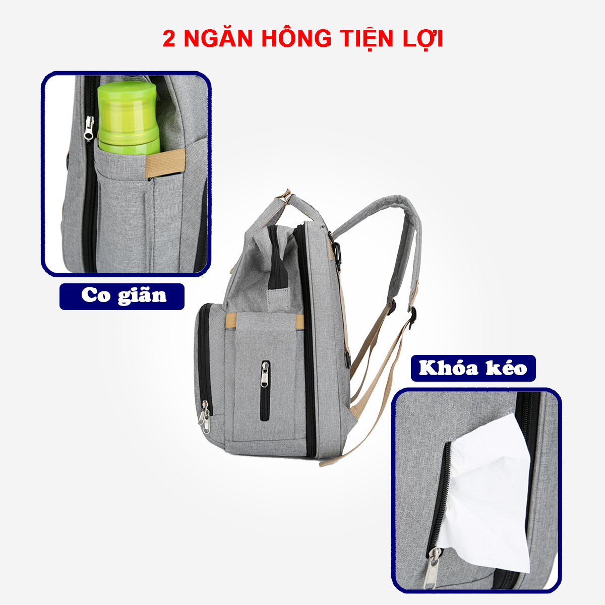 Balo bỉm sữa tích hợp nôi di động tiện lợi Baby-S, Túi bỉm sữa đa năng cao cấp kết hợp nôi gấp gọn - SB026
