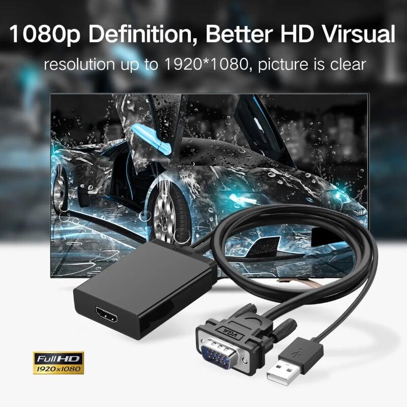 Ugreen UG40213MM106TK 50CM màu Đen Bộ chuyển VGA sang HDMI có trợ nguồn - HÀNG CHÍNH HÃNG