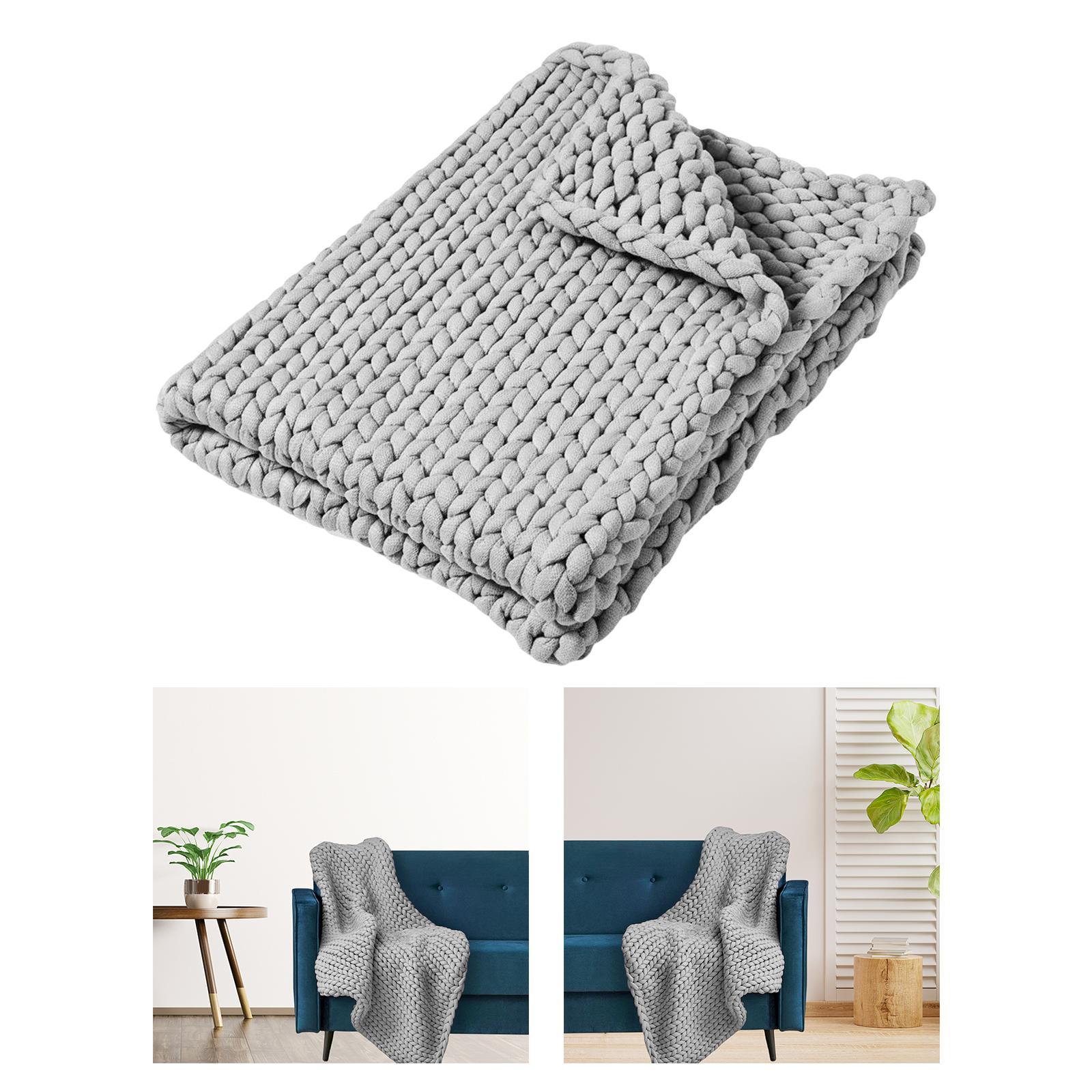 Handmade Chunky Knit Blanket Knitted Blanket for Living Room Bedroom Decor