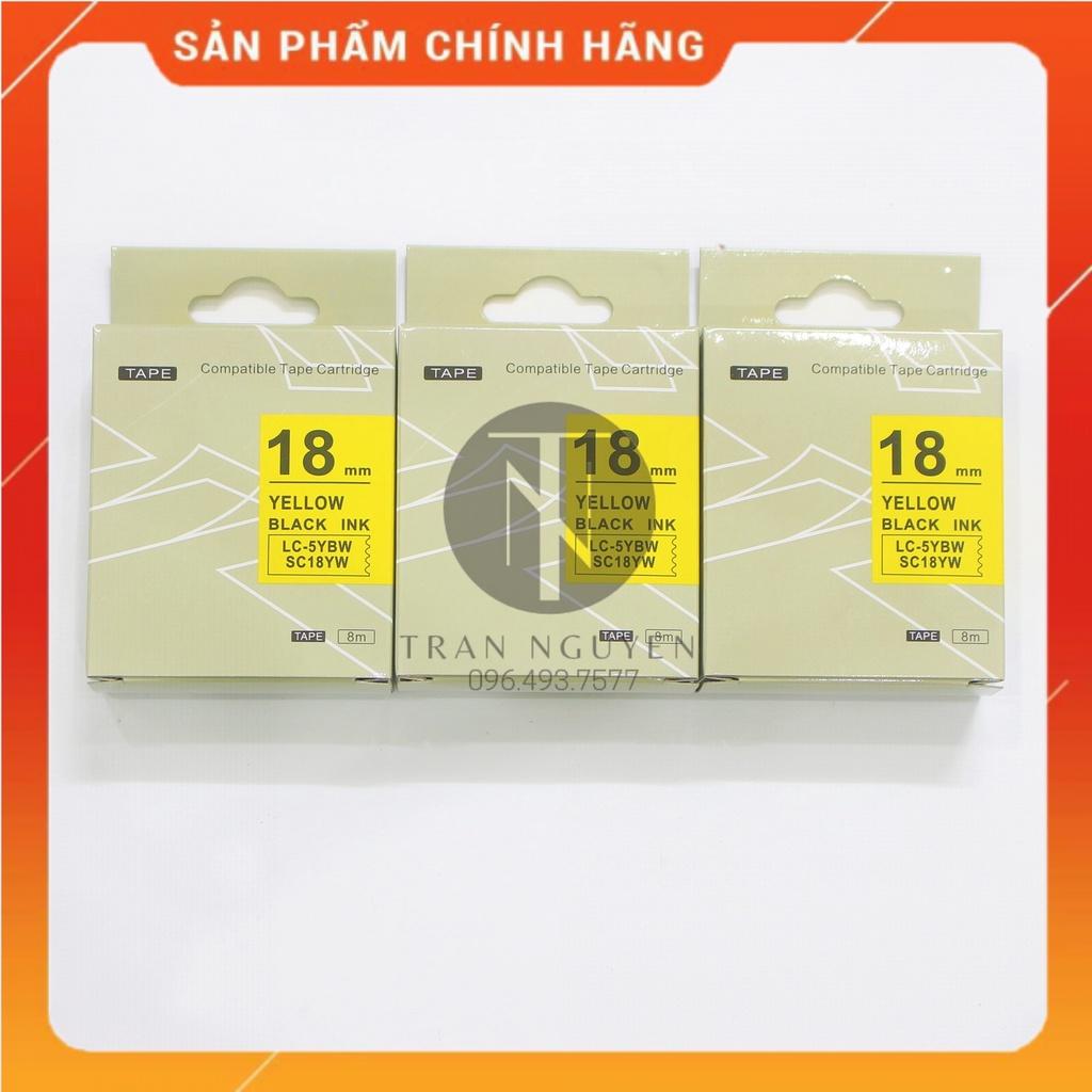 Nhãn in Tepra SC18YW (LC-5YBW) - Chữ đen nền vàng 18mm x 8m - Hàng nhập khẩu