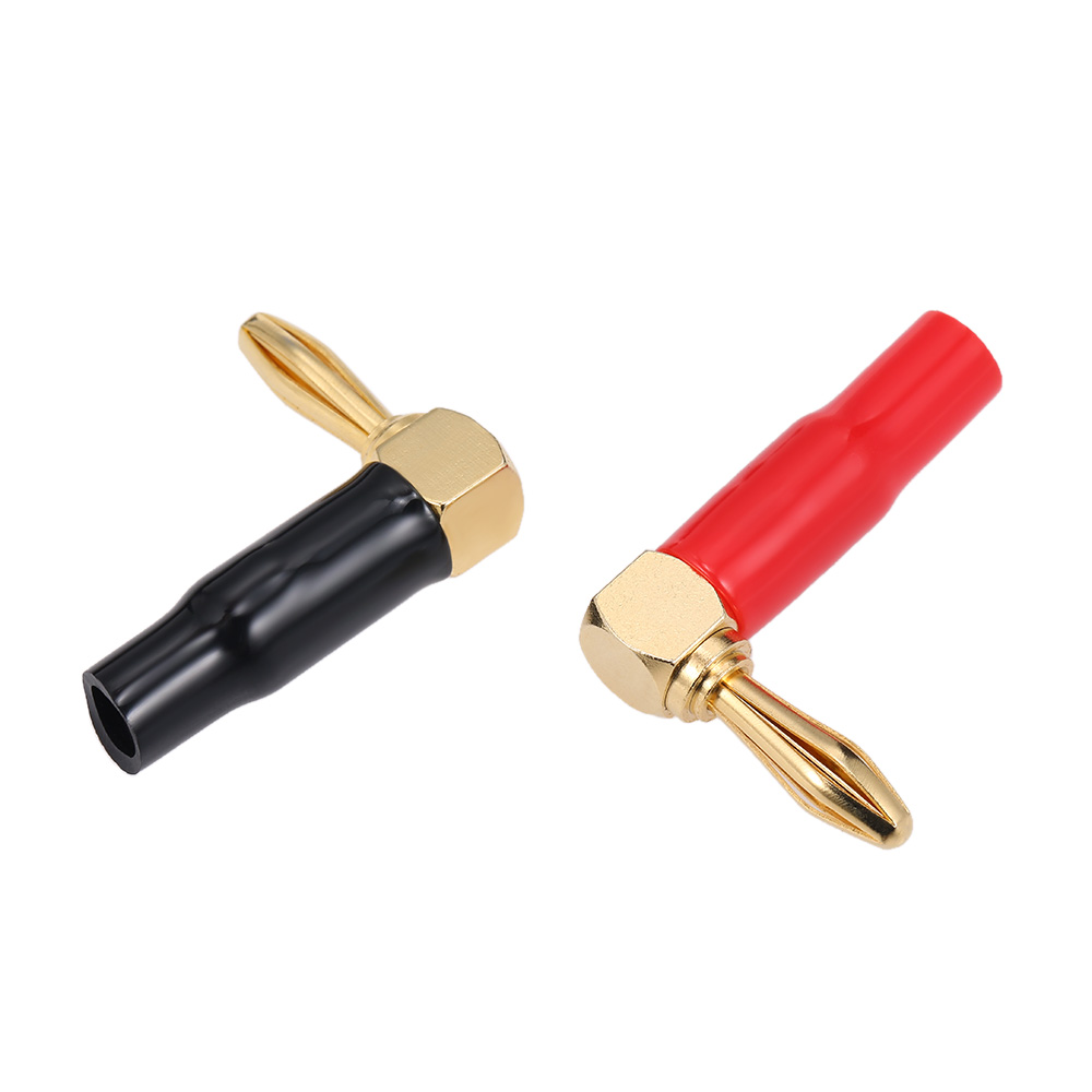 Đầu Nối Với Phích Cắm Chuối Màu Đen + Đỏ Ở Góc Phải Mạ 24 K- Nhiều Màu